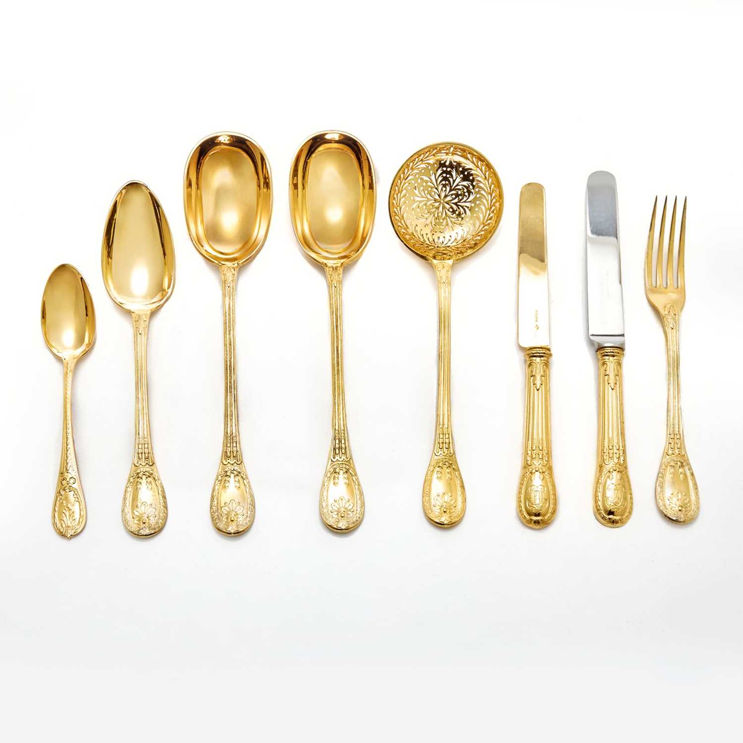 Lot 140 - Assembled French Silver Gilt Flatware Service