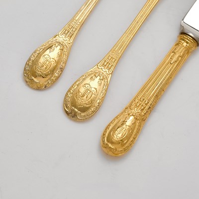 Lot 140 - Assembled French Silver Gilt Flatware Service