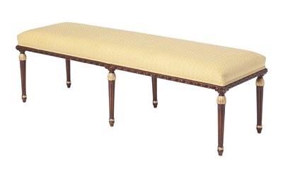 Lot 133 - Louis XVI Style Parcel-Gilt Mahogany Upholstered Bench