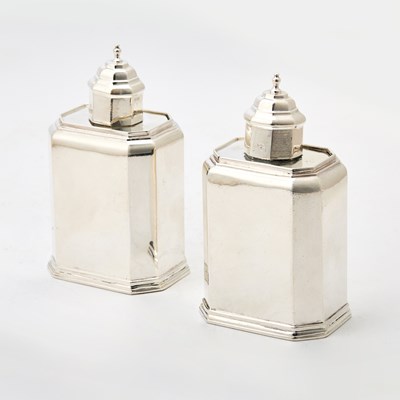 Lot 66 - Pair of Queen Anne Sterling Tea Caddies