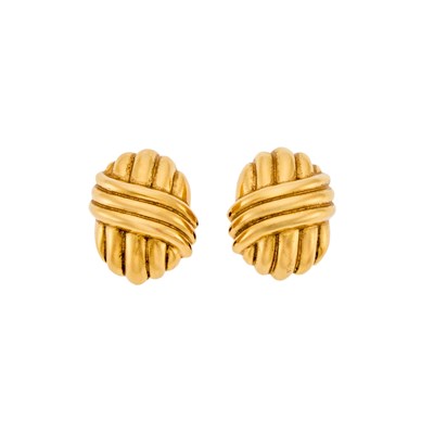 Lot 1065 - Pair of Gold Earclips