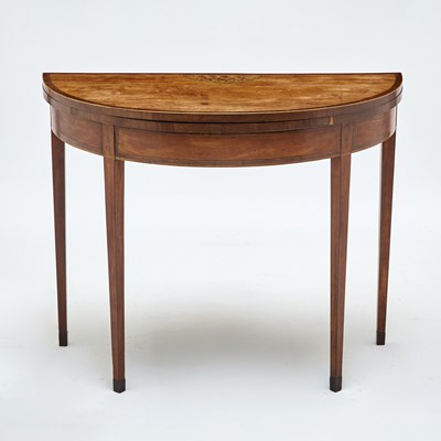 Lot 139 - George III Satinwood Demilune Flip Top Game Table