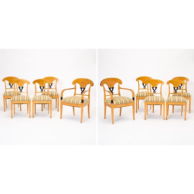 Lot 143 - Set of Ten Austrian Neoclassical Part-ebonized Beechwood Dining Chairs