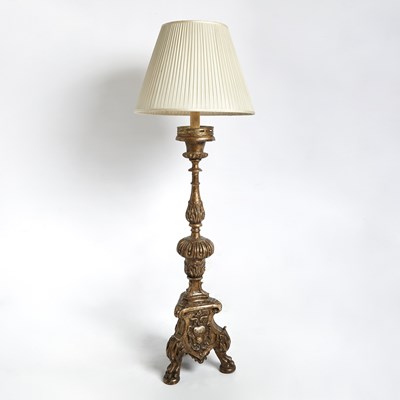 Lot 180 - Italian Baroque Style Carved Wood Floor Lamp