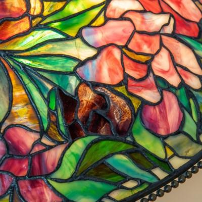 Lot 261 - Tiffany Studios Bronze and Leaded Glass "Floral Bouquet" Chandelier