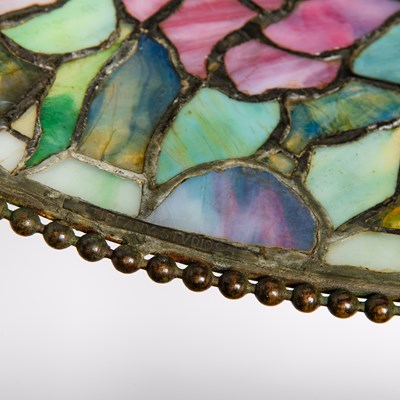 Lot 261 - Tiffany Studios Bronze and Leaded Glass "Floral Bouquet" Chandelier