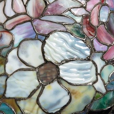 Lot 261 - Tiffany Studios Bronze and Leaded Glass "Floral Bouquet" Chandelier
