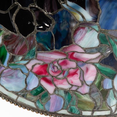 Lot 261 - Tiffany Studios Bronze and Leaded Glass "Floral Bouquet" Chandelier