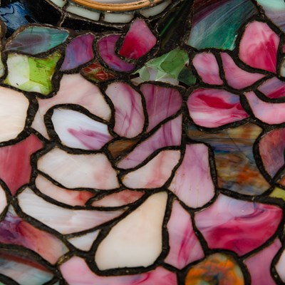 Lot 261 - Tiffany Studios Bronze and Leaded Glass "Floral Bouquet" Chandelier