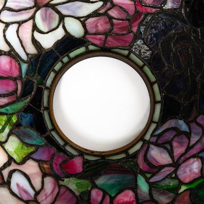 Lot 261 - Tiffany Studios Bronze and Leaded Glass "Floral Bouquet" Chandelier