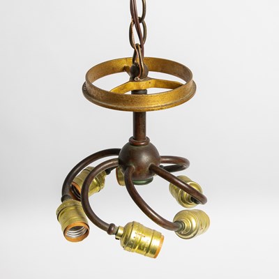 Lot 261 - Tiffany Studios Bronze and Leaded Glass "Floral Bouquet" Chandelier