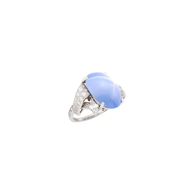 Lot 84 - Platinum, Star Sapphire, Diamond and Sapphire Ring