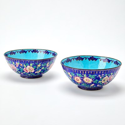 Lot 399 - A Pair of Chinese Canton Enamel Bowls