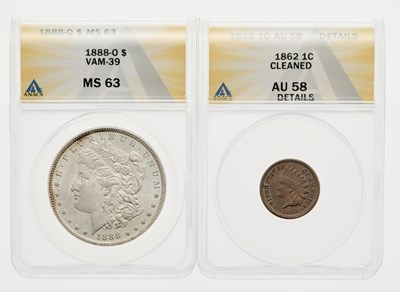 Lot 54 - United States. Group of Certified 19th Century Type Coins. Grades Vary.