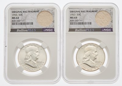 Lot 55 - United States. Pair of Mint State Franklin Half Dollars. NGC MS-64.
