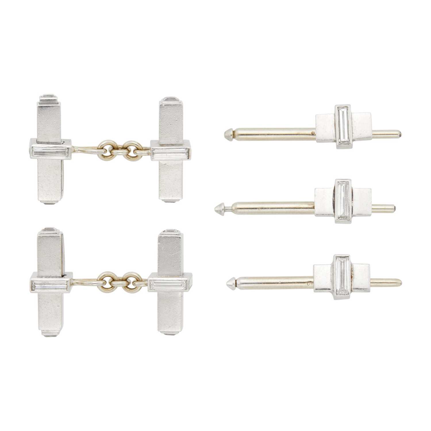 Lot 1050 - Cartier Platinum, White Gold and Diamond Dress Set