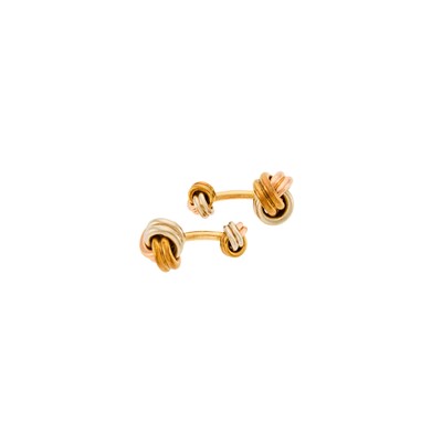 Lot 2009 - Cartier Pair of Tricolor Gold Knot Cufflinks
