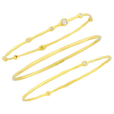 Lot 5 - Ippolita Three Gold and Diamond 'Stardust and Superstar' Bangle Bracelets