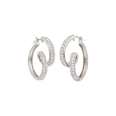 Lot 51 - Pair of White Gold and Diamond Hoop Earrings