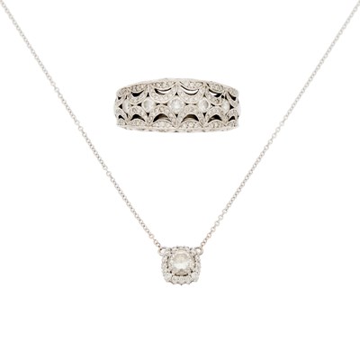 Lot 2156 - Tacori White Gold and Diamond Ring and Pendant Necklace