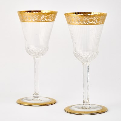 Lot 796 - Set of Twelve St. Louis Blown Glass "Thistle" Pattern Commemoration (Ceremony) Goblets