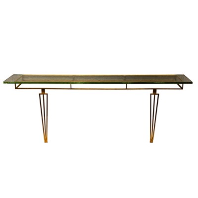 Lot 265 - Art Deco Style Gilt Metal and Glass Wall Mounted Console Table