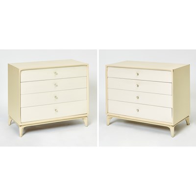 Lot 346 - Pair of White Lacquered Chests of Drawers