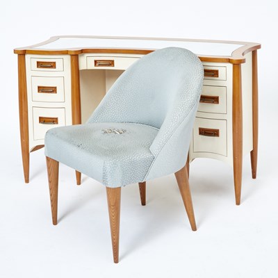 Lot 266 - Oak and Parchment Vanity Table