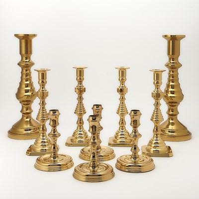 Lot 210 - Group of Ten Baldwin Brass Candlesticks