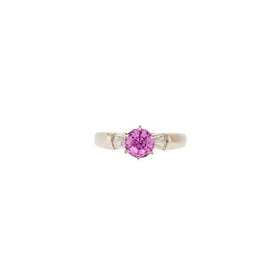 Lot 2144 - Platinum, Pink Sapphire and Diamond Ring
