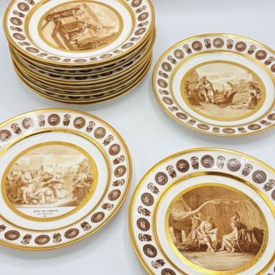 Lot 1044 - Set of Twelve Neoclassical Stone, Coquerel & Legros "Histoire Romaine" Porcelain Cabinet Plates