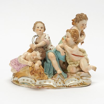Lot 404 - Meissen Porcelain Figural Group of Four Harvesters