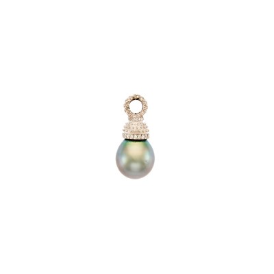 Lot 2151 - White Gold, Tahitian Gray Cultured Pearl and Diamond Pendant
