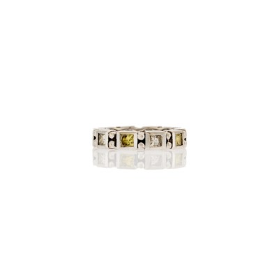 Lot 2147 - Low Karat White Gold, Diamond and Colored Diamond Band Ring