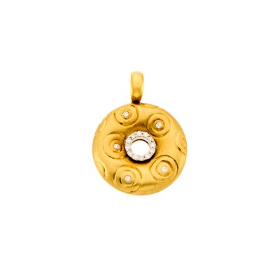 Lot 2191 - Two-Color Gold and Diamond Pendant