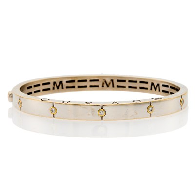 Lot 2103 - Movado Two-Color Gold and Diamond Bangle Bracelet