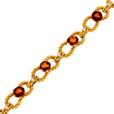 Lot 2184 - Low Karat Gold, Citrine and Diamond Bracelet