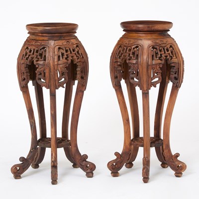 Lot 97 - Pair of Asian Carved Hardwood Pedestals