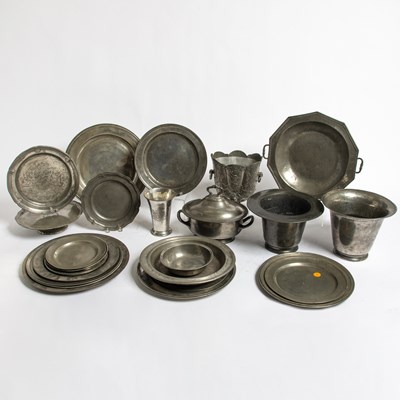 Lot 411 - Group of English, Continental and American Pewter Table Articles