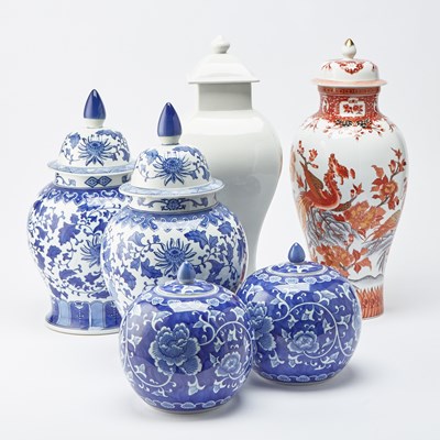 Lot 231 - Group of Six Asian Porcelain Covered Jars