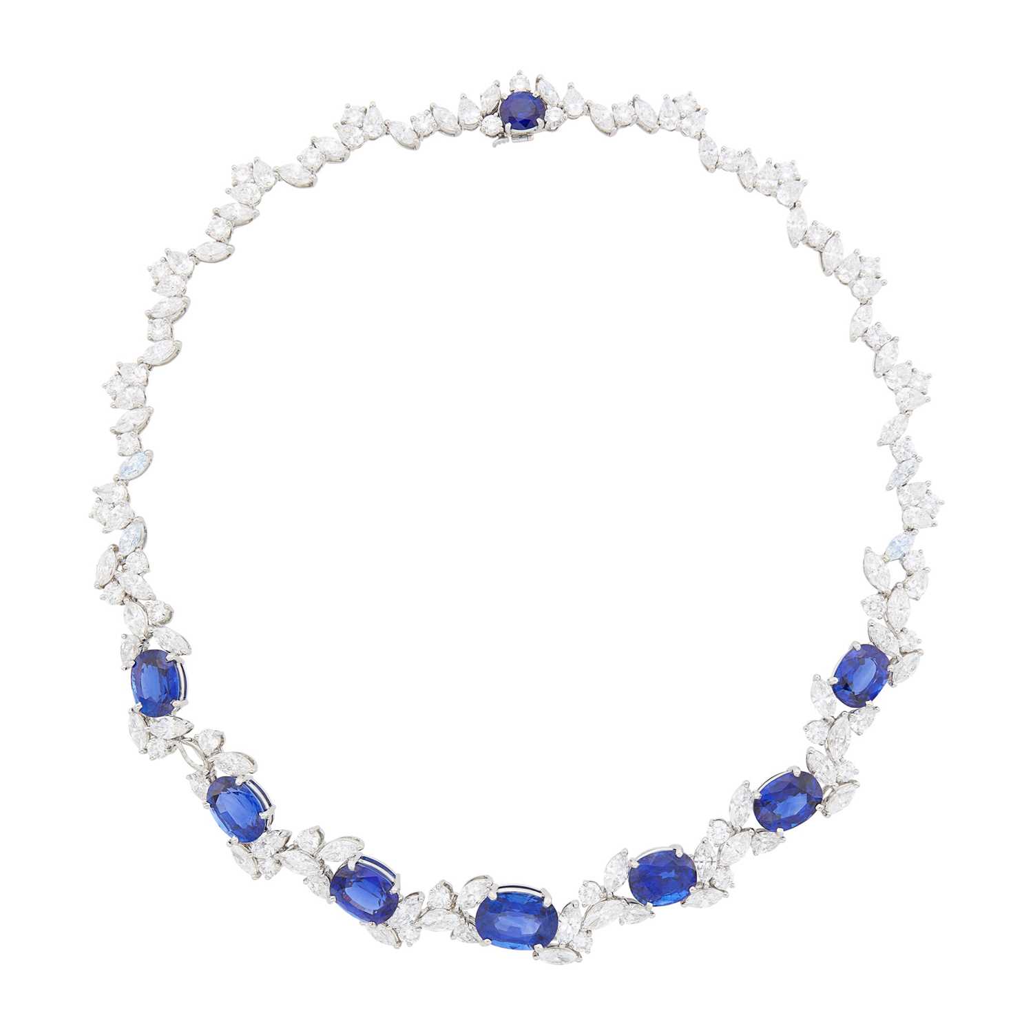 Lot 275 - Tiffany & Co. Platinum, Sapphire and Diamond Necklace