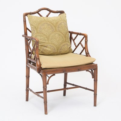 Lot 121 - Regency Style Faux Bamboo Armchair