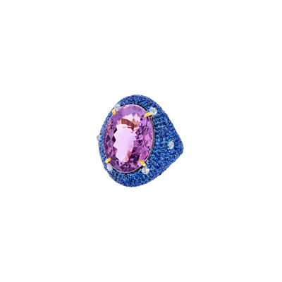 Lot 1226 - Gold, Silver, Amethyst, Sapphire and Diamond Ring