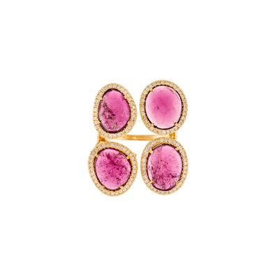 Lot 1269 - Gold, Pink Tourmaline and Diamond Ring