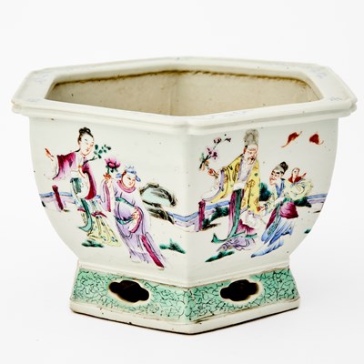 Lot 475 - A Chinese Enameled Porcelain Hexagonal Planter