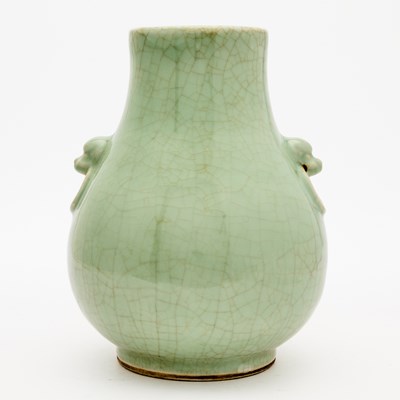Lot 496 - A Chinese Celadon Crackle-Glazed Porcelain Vase