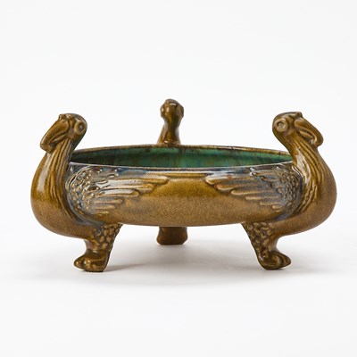 Lot 160 - Fulper Pottery Art Deco Egyptian Revival Glazed Earthenware "Ibis" Centerpiece Bowl