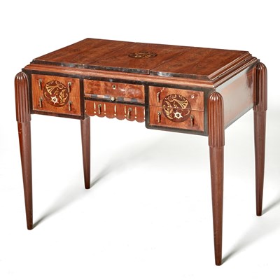 Lot 262 - Art Deco Mixed Woods and Mother-of-Pearl Inlaid Mahogany Dressing Table