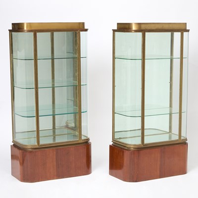 Lot 208 - Pair of Art Deco Style Bronze and Mahogany Vitrines