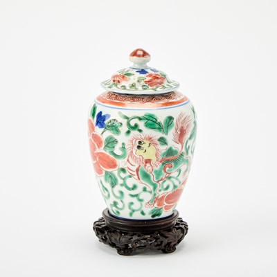 Lot 105 - A Chinese Wucai Porcelain Covered Jar